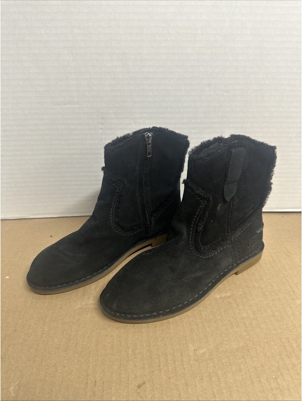 Ugg Catica Women's Black Suede Leather Mid Calf Ankle Boots S/N 1096913 Size 6